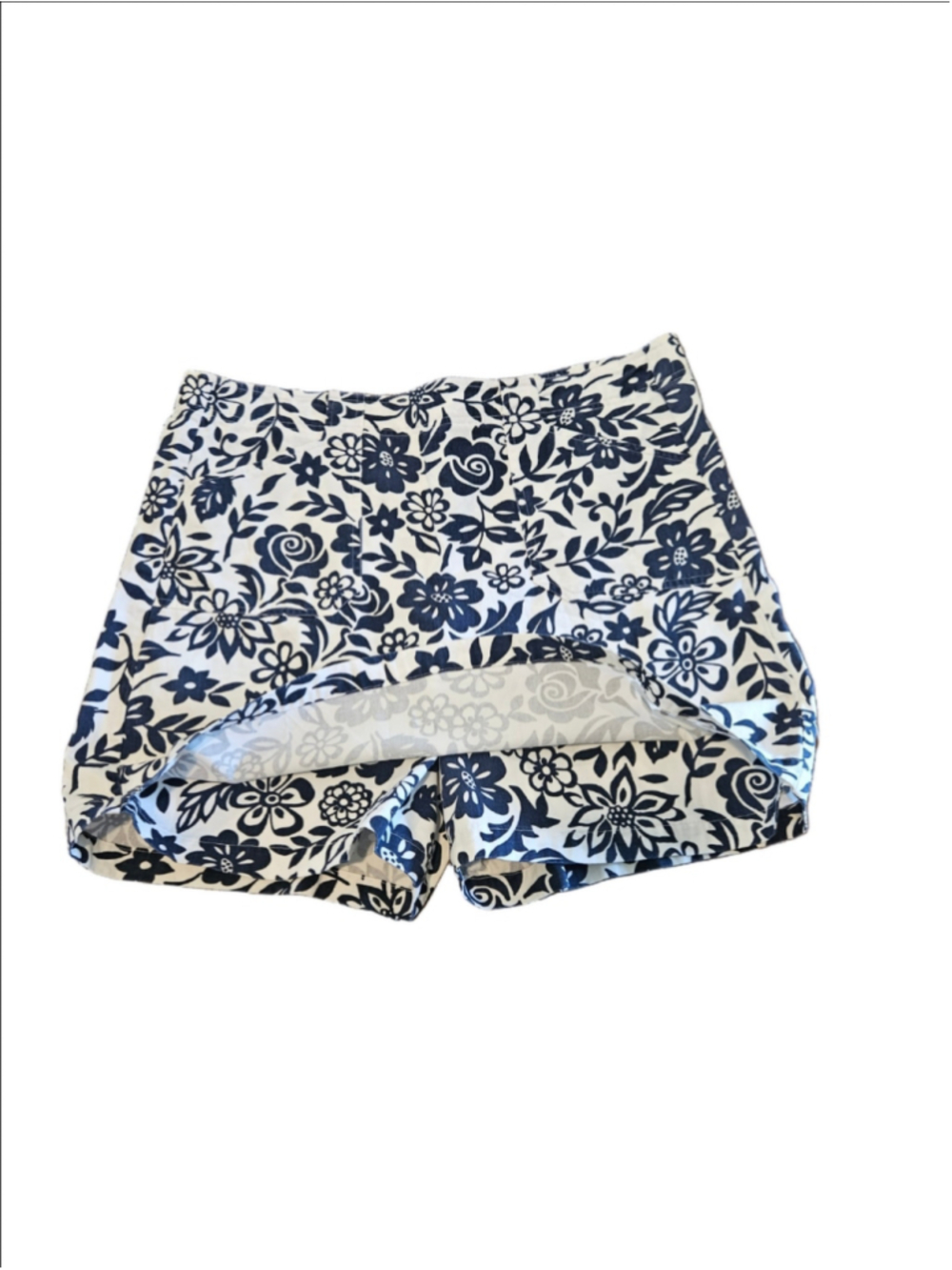 Women's Bobbie Brooks VTG 90s Floral Skort Size L White Navy Blue